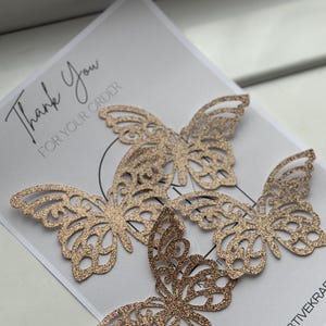 Rose Gold Butterflies | Butterflies | Card Topper Butterflies | Glitter Butterflies | Pink Butterflies | Cake Decoration | Butterflies Decor