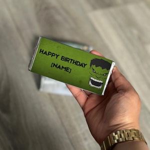Personalised Chocolate Bar | Hulk Favours | Incredible Hulk Party Favour | Birthday Party Kids | Kids Birthday| Birthday Party Chocolate