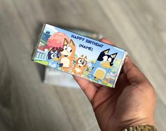 Barra de chocolate Bluey personalizada: regalos para fiestas de cumpleaños infantiles