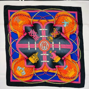 Hermès Grande Tenue Scarf – H. d&#39;Origny Reissue | 90cm Silk Carré | Equestrian Royal Theme | Vintage Luxury | Made in France