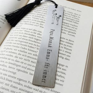 Marcador de fotos personalizado • Regalo para mamá y abuela • Marcador de acero inoxidable grabado • Accesorio de libro para ratones de biblioteca • Regalo con foto
