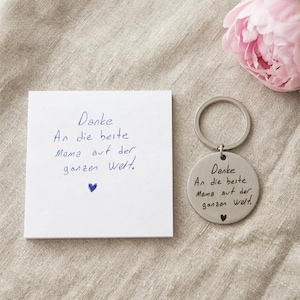 Personlig nyckelring graverad med din RIKTIGA handstil | Mors dag-present | Present till mamma | Handstil i rostfritt stål