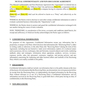 Non-Disclosure Agreement | NDA Template | Confidentiality Agreement for Small Business | Instant Download Legal Template