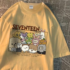 Seventeen Cute Tshirt, Miniteen, Scoups, DK, Vernon, Joshua, Dino, Mingyu, Wonwoo, Jeonhan, Hoshi, The8, Woozi, Seungkwan, nana tour, carat