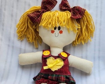 LillieGiggles Rag doll named Madison Daddy's Little Cheerleader  handmade Light rag dolls stands 12 inches