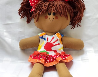 LillieGiggles Brown Baby Rag doll named Monique Unique Handmade Doll collection