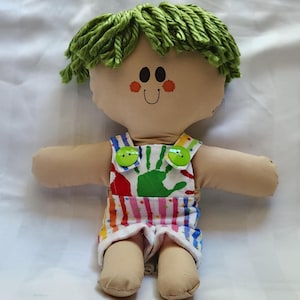 Handmade Boy Rag Doll - Reginald - Unique Colorful Overalls