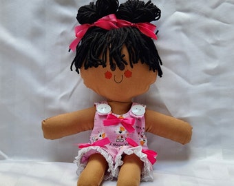 LillieGiggles Brown Baby Rag Doll chiamata Simone bambola di stoffa fatta a mano