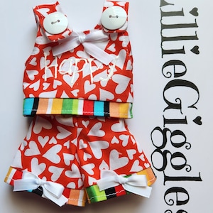 LillieGiggles Rag doll Clothes New Happy Hearts Top and Shorts Set for LillieGiggle rag dolls image 1