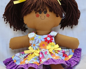 LillieGiggles Brown Baby Rag Doll named Shelley Rose Twinkle Twinkle doll collection  handmade cloth doll