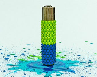 Handmade Rhinestone Clipper Lighter, Bedazzled Glam Refillable Lighter