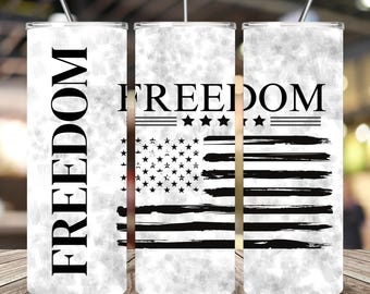 Freedom 20oz Skinny Tumbler Sublimation Design | USA American Flag Patriotic Digital Download PNG | Instant Digital File