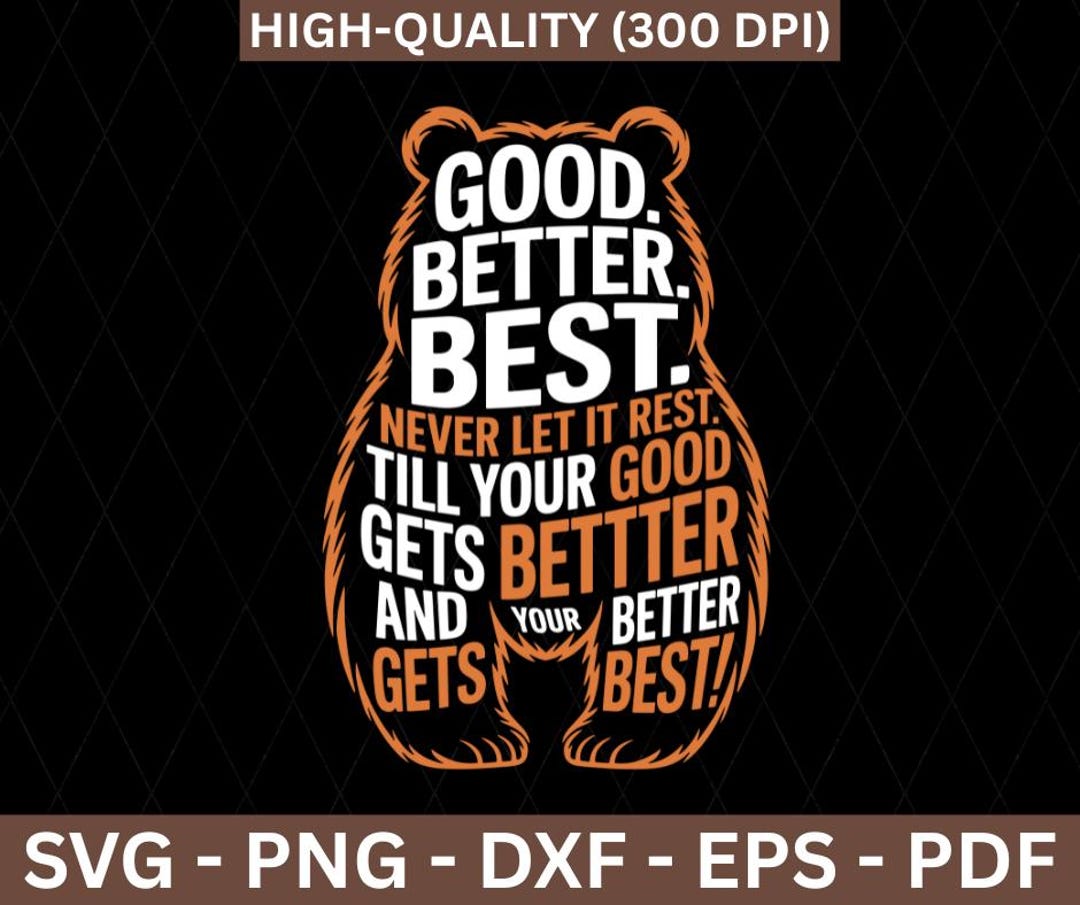 Good Better Best Never Let It Rest Quote Motivation Bears PNG SVG - Etsy
