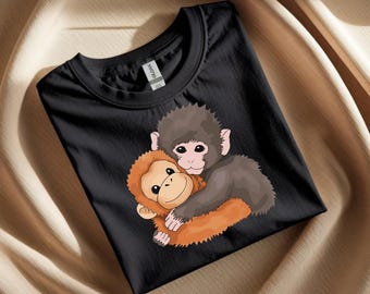 Cute Baby Monkey Named Punch Plush Hugging SVG PNG