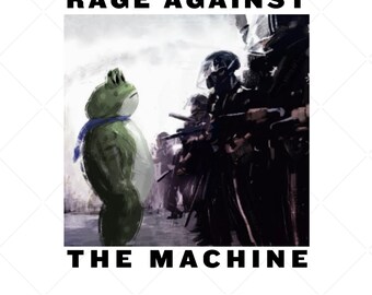 Rage Against the Machine Frog PNG, Protest Art Digital Download, Rebel Frog Art PNG, Political Parody Artwork, Funny Meme PNG 300 Dpi