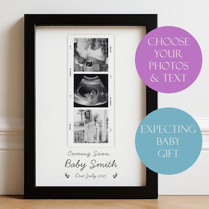 Erwartet Baby Druck | Benutzerdefinierte Ultra Sound für neue Eltern Geschenk | 3 Foto-Polaroid-Collage | Erwartete Mutter & Vater Geschenk | Neues Baby Poster