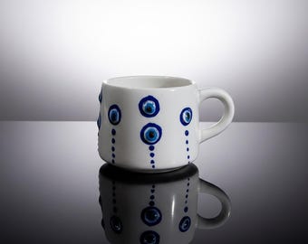 Handmade Ceramic Evil Eye Mug | Handcrafted Pottery Mug