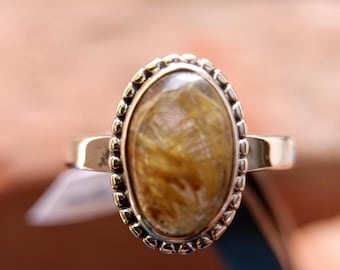 Handmade Sterling Silver Oval Rutilated Quartz Ring