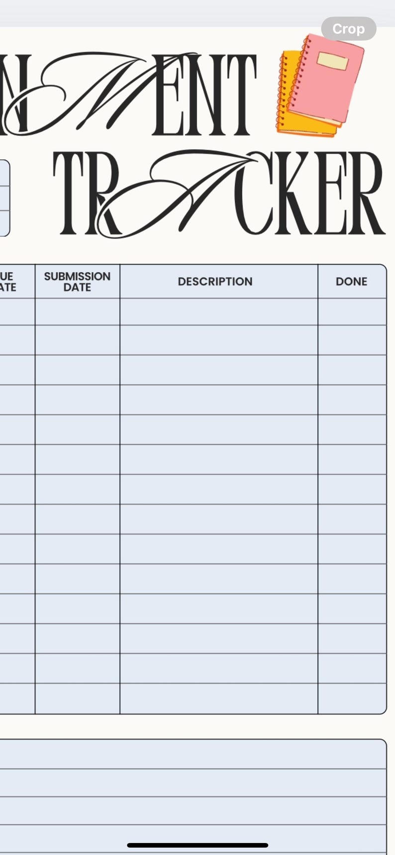 Student Assignment Tracker | Printable PDF | Digital Download - Etsy