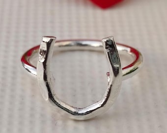 Handmade Sterling Silver Horseshoe Ring: Minimalist Lucky Charm