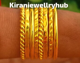 18K Gold Plated Stacking Ring Set | Thin Band, Boho Minimalist