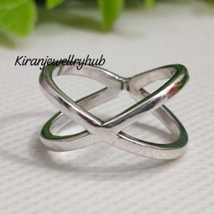 Minimalist Silver X Crossover Ring | Dainty Criss Cross Ring | Handmade Sterling Silver Ring | Modern Geometric Ring |