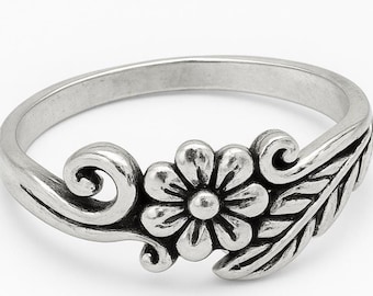 Vintage sterlingzilveren ring met bloemen | Handgemaakte boho-bloemensieraden