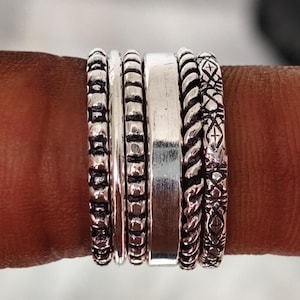 925 Sterling Silber Stapelbare Ringe 6er Set | Stapelringe Stapelringe, Silberring, Ringstapel, .| | Geschenk für Sie |