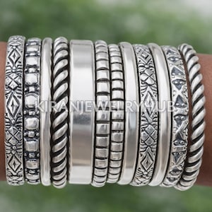 Sterling Silver Stackable Ring Set: 12 Mixed Texture Bands