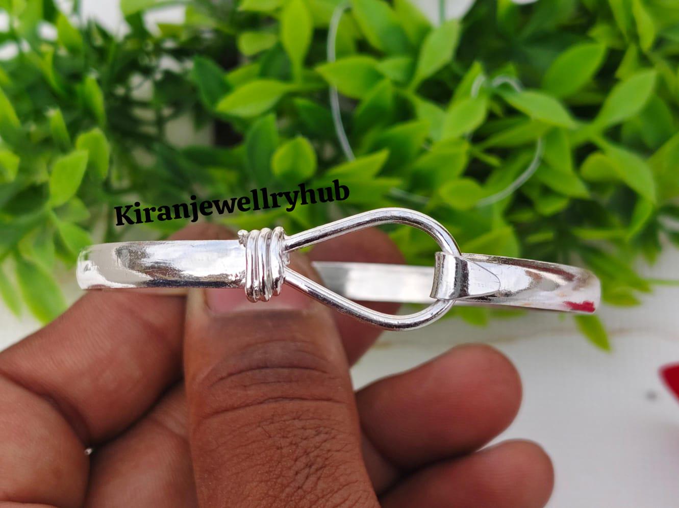 Handmade Sterling Silver Open Bangle: Minimalist Hook Bracelet - Etsy