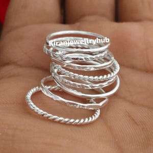 Stapelbare Sterling Silber 8 Ringe Set | Minimalistische Silber Band Ringe