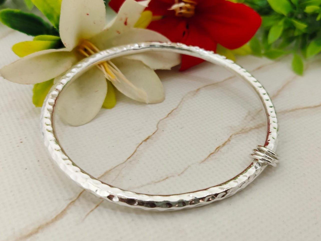 Hammered Sterling Silver Bangle: Chunky Oxidized Silver Links - Etsy