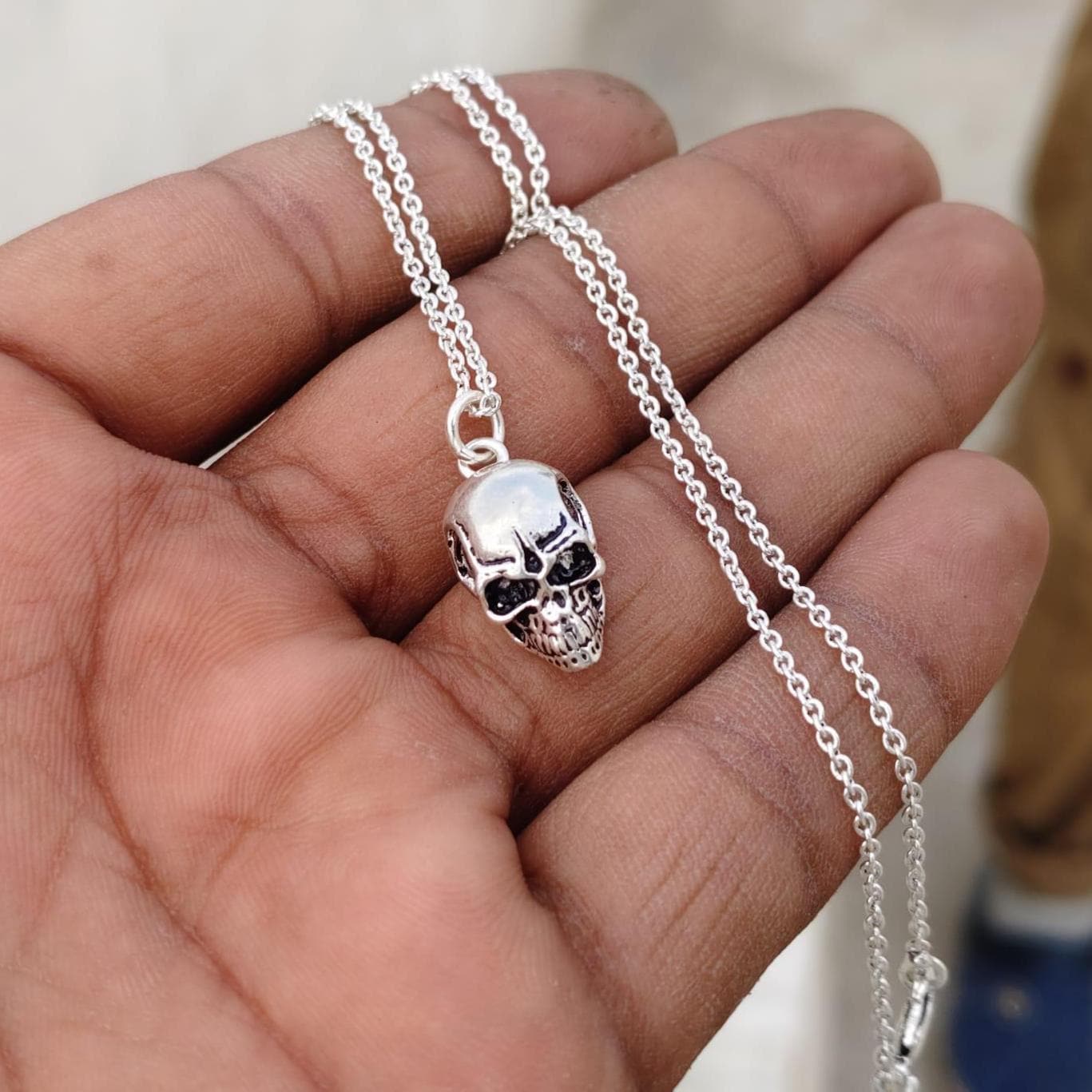 Silver Skull Necklace - Etsy