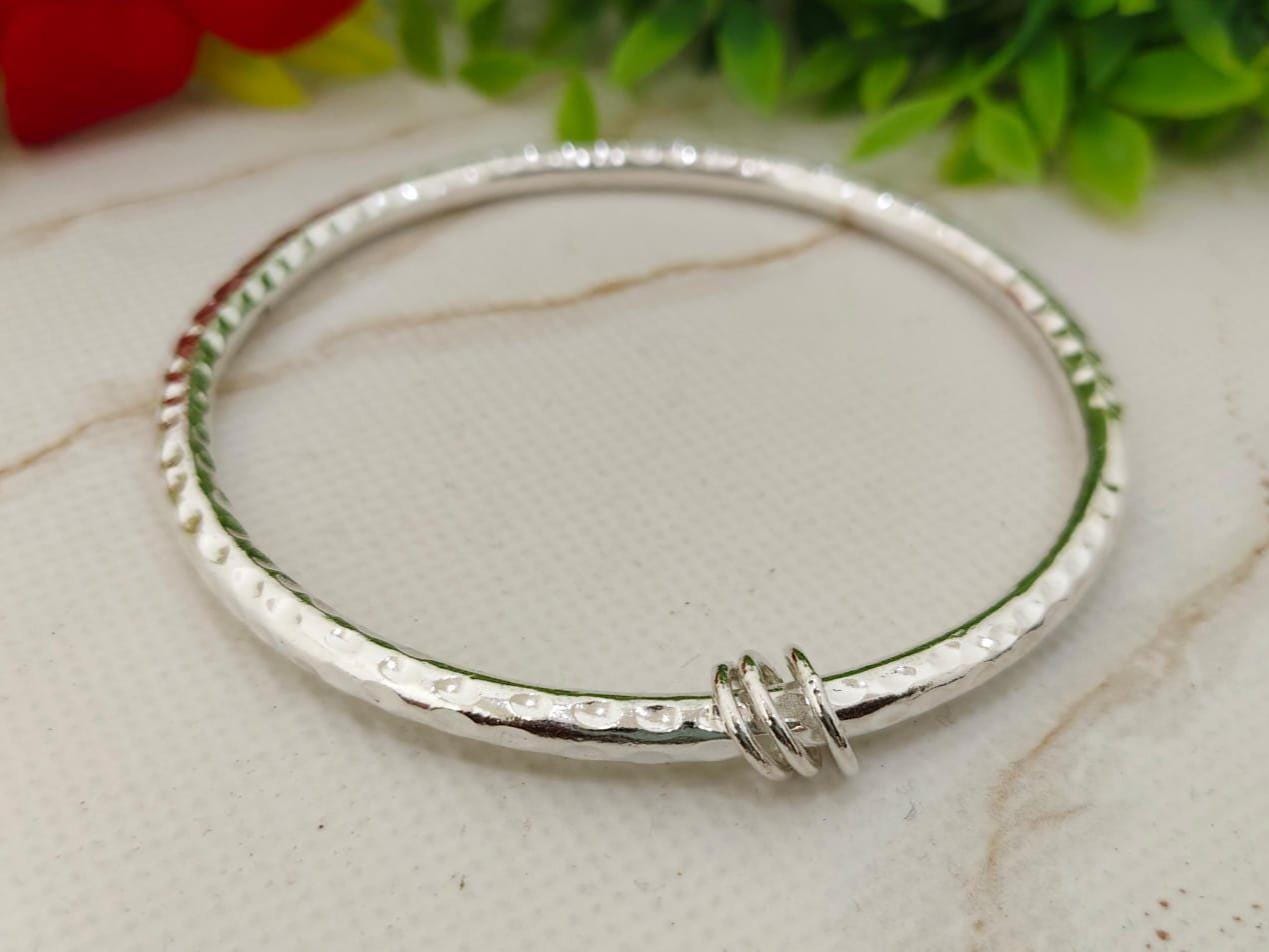 Hammered Sterling Silver Bangle: Chunky Oxidized Silver Links - Etsy