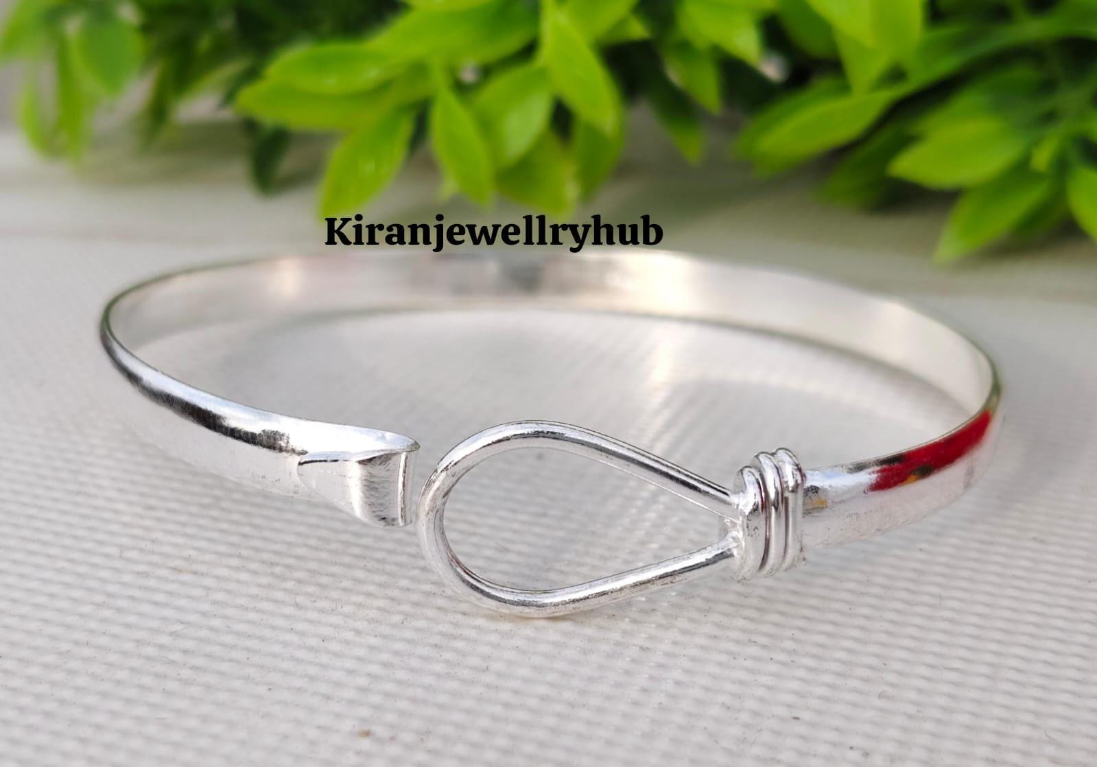 Handmade Sterling Silver Open Bangle: Minimalist Hook Bracelet - Etsy