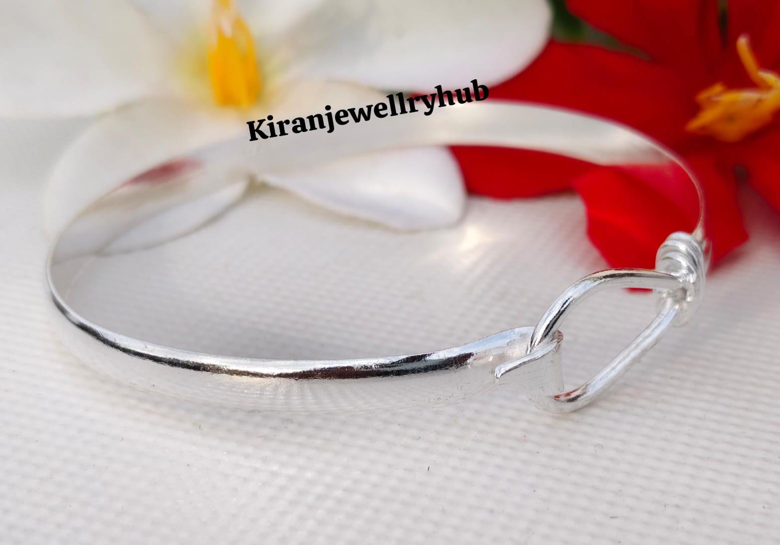 Handmade Sterling Silver Open Bangle: Minimalist Hook Bracelet - Etsy