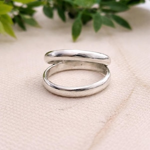 Minimalist Sterling Silver Adjustable Band Ring, Dainty Everyday Stackable Jewelry