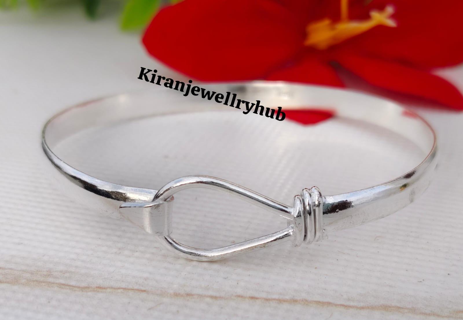 Handmade Sterling Silver Open Bangle: Minimalist Hook Bracelet - Etsy