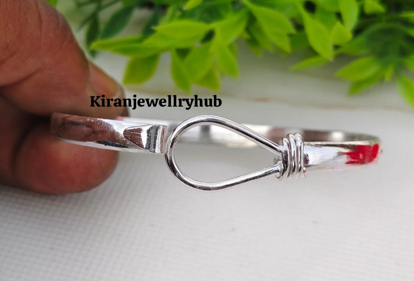 Handmade Sterling Silver Open Bangle: Minimalist Hook Bracelet - Etsy