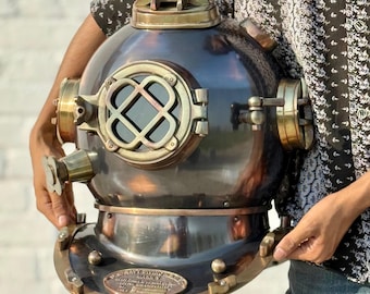Handmade US Navy Diving Helmet: 18 Inch Nautical Decor