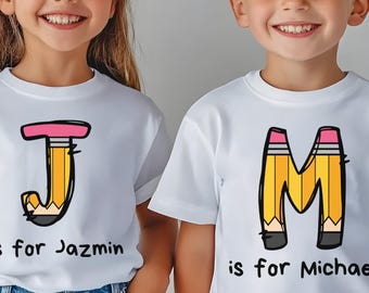 Personalized Back To School Kids Shirt, Letter is for Name Kids Shirt, Cute Kindergarten Shirt, First Day School Shirt, School Toddler Shirt