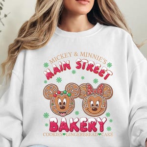 Mickey and Minnie Main Street Bakery Sweatshirt, Disney Christmas Gingerbread T-Shirt, Disney Christmas Sweatshirt, Disney Christmas Cookies