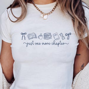 Just One More Chapter Baby Tee, Book Lover Crop Top, Books and Coffee Tee, Book Lover Gift, Bookish Tee, Book Club Cropped Tee, Reader Shirt