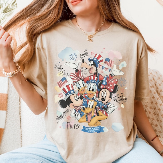 Mickey And Friends US 250 Years Signature Shirt, Disney 250th America Anniversary T-Shirt, Independence Day Disney Shirt, Patriotic 2026 Tee