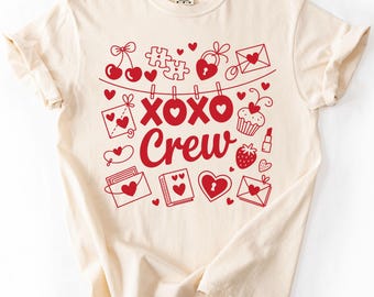 Comfort Colors® Retro XOXO Crew Shirt, Valentine's Day Shirt Women, Galentine's Day Matching Tee, 90's Valentine Shirt, Valentine's Day Gift