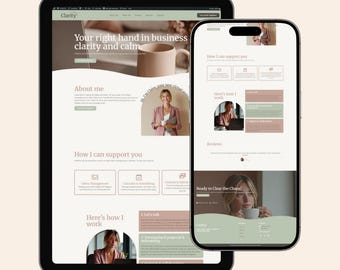 Plantilla de servicio de asistente virtual digital One Page Clarity VA / Wordpress y Elementor pro
