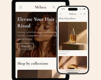 Plantilla de tema Melura para Shopify: Diseño web moderno para peluquería