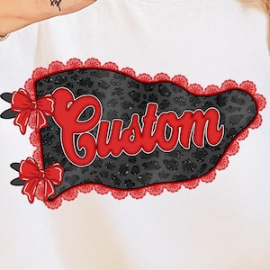 Custom Leopard Bow PNG, Personalized Coquette Name PNG, Lace Bow Sublimation Design, Custom Shirt DTF Digital Download image 1