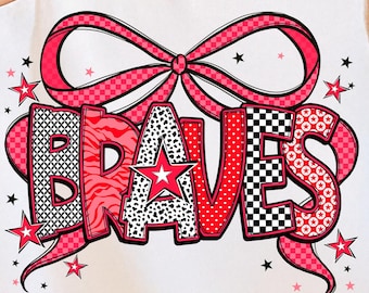Bravos PNG: Gráfico de espíritu escolar con lazo (Descarga digital para camisetas y manualidades)