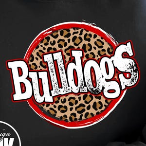 Leopard Print Bulldogs PNG | Distressed Bulldog Team Spirit PNG | Game Day Sublimation Design